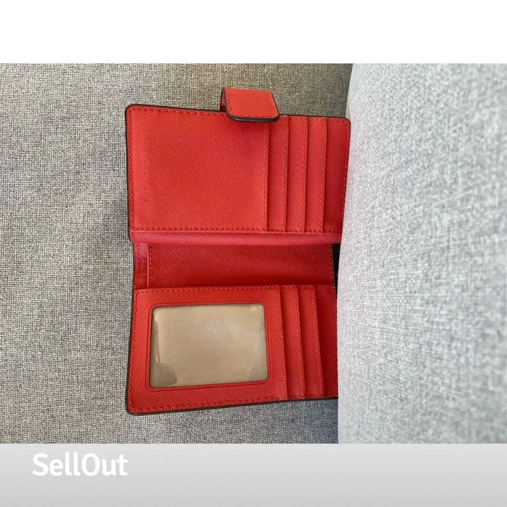 Michael Kors Jet Set Travel Women's Wallet Bright Orange Saffiano Leather